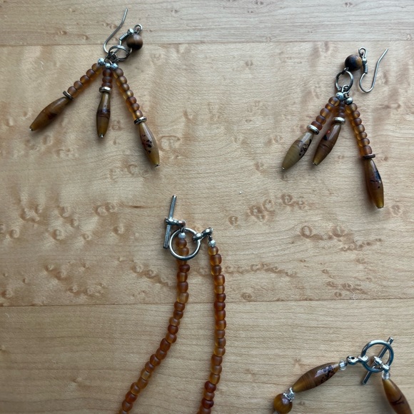 Brown Beaded Necklace, Bracelet and Earrings Set - Picture 4 of 6